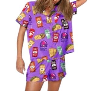 Taco Bell Pajama Set XS NWT Purple Taco Print Sleepwear